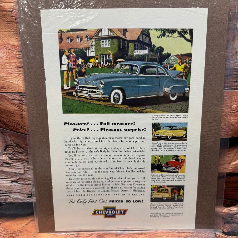 Chevrolet 1953 Vintage Print Ad Sport Coupe Bel Air Magazine Original Auto